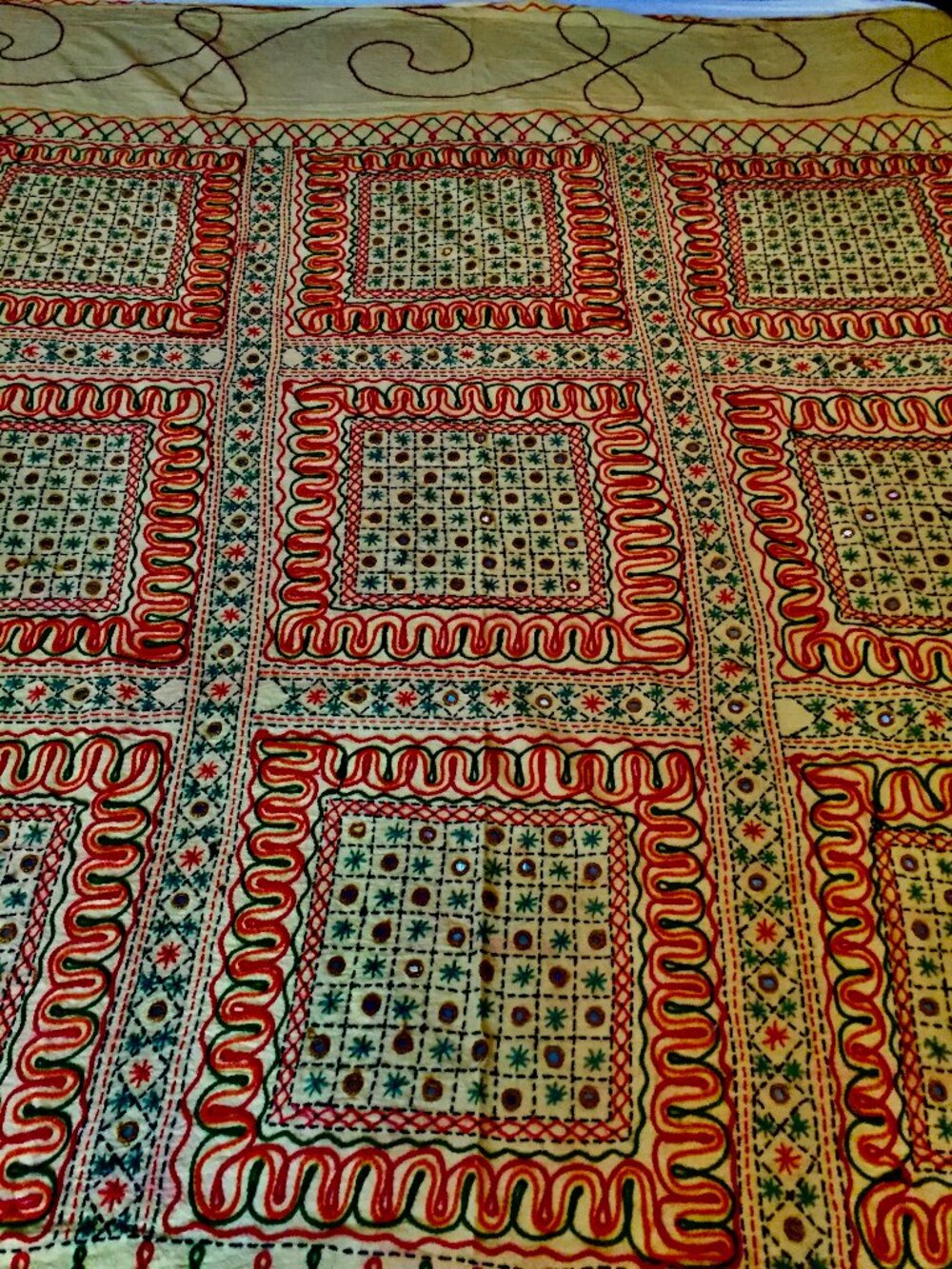 Exquisite Hand Stitched Bed Cover from India